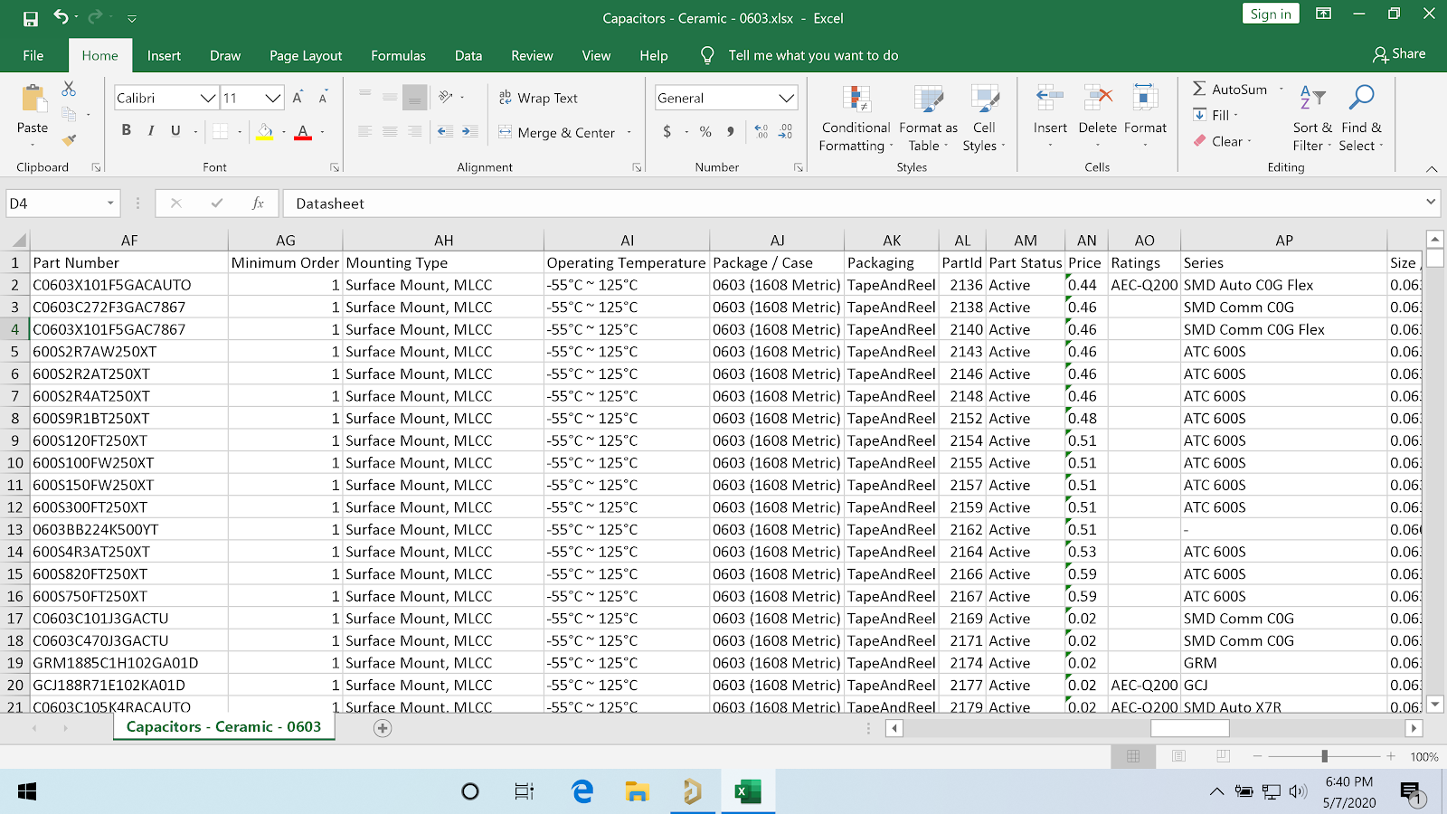 Database library converted to Excel