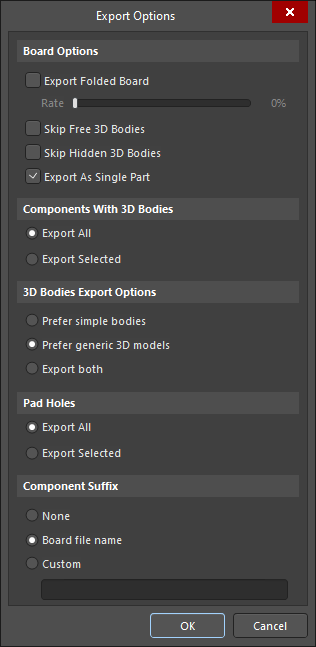 Altium Designer 20 interface for 3D STEP export