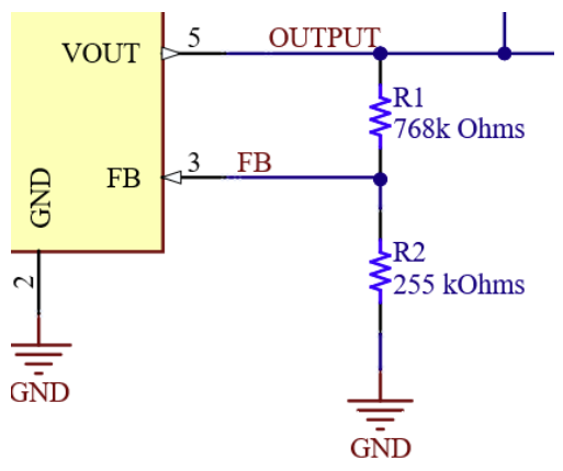 Output voltage feedback resistors