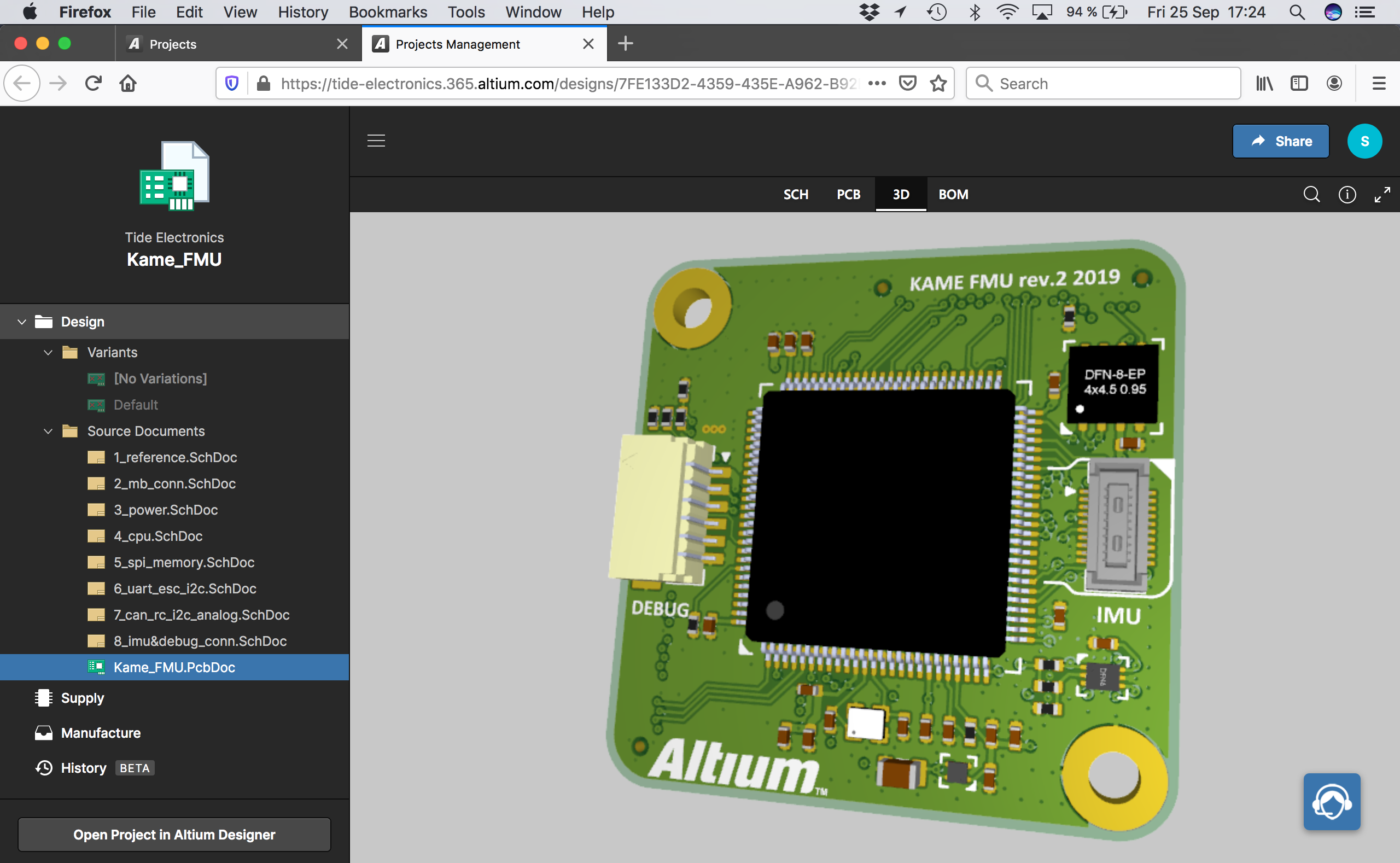 Une simple interface web permet de visualiser les projets même sans licence Altium