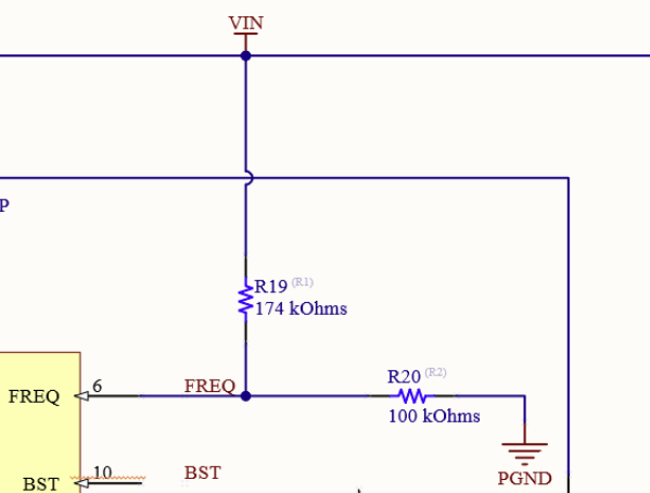 Frequency setting resistors in high current buck converter design