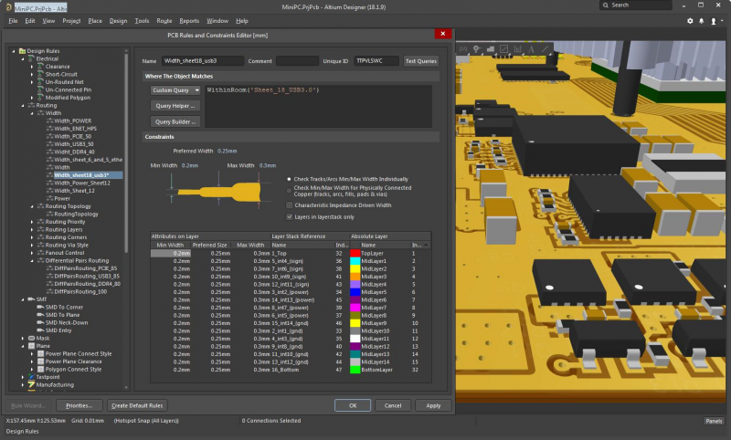 Unified routing, layout, and 3D visualization tool in Altium Designer