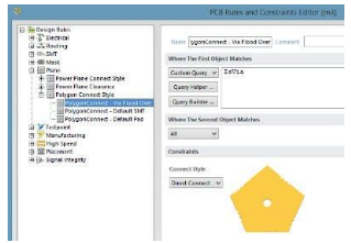 Configuration des règles de conception dans Altium Designer pour la connectivité des polygones