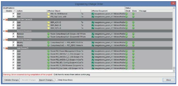 Configuration des options du projet pour une ECO dans Altium Designer