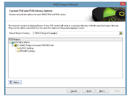 Auswahl des „Project Output Directory“ im PADS Installationsassistenten