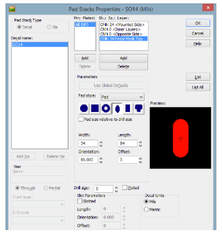 Configurar propiedades de la pila de pads en Altium Designer