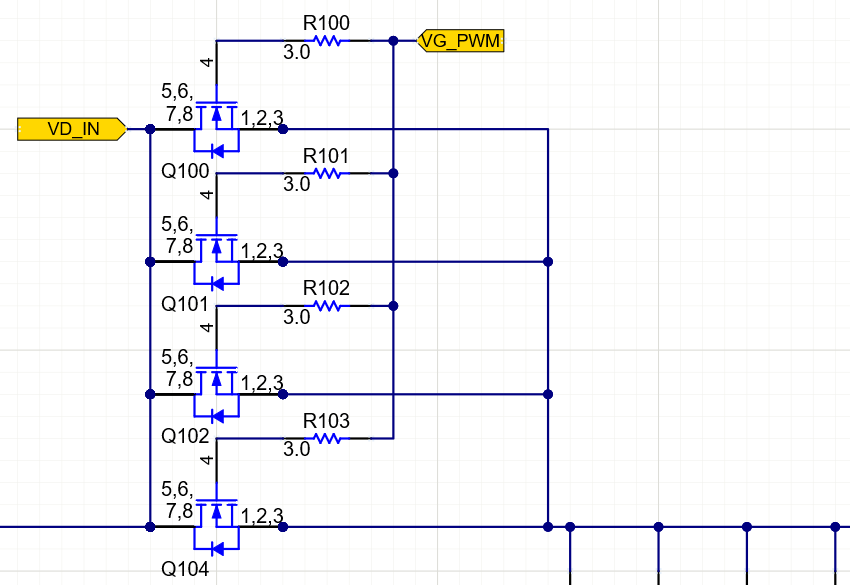 Power MOSFETs in parallel
