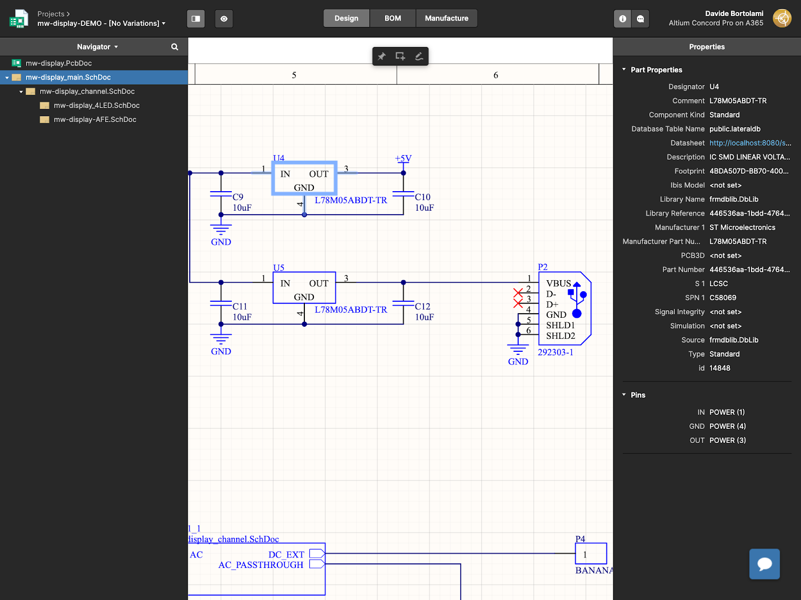 Ventana principal de diseño de Altium 365 vista desde un iPad Pro