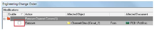 Figura 31: desmarque la casilla Remove Channel Classes para eliminar clases de canales