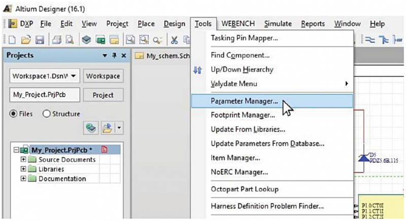Figure 4: Opening the Parameter Manager
