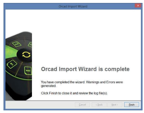 Haga clic en «Finalizar» para completar el proceso de importación de los archivos OrCAD o Allegro