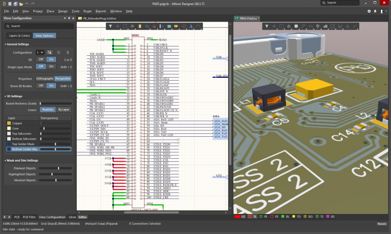 Capture d'écran de l'environnement de conception d'Altium Designer