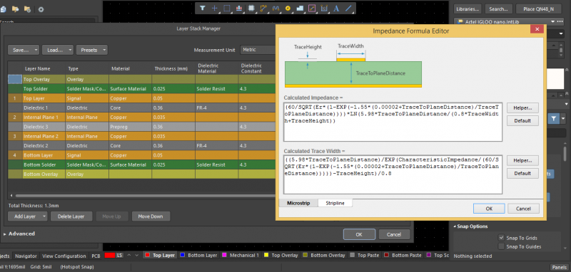 Screenshot of the Layer Stack Manager in Altium Designer