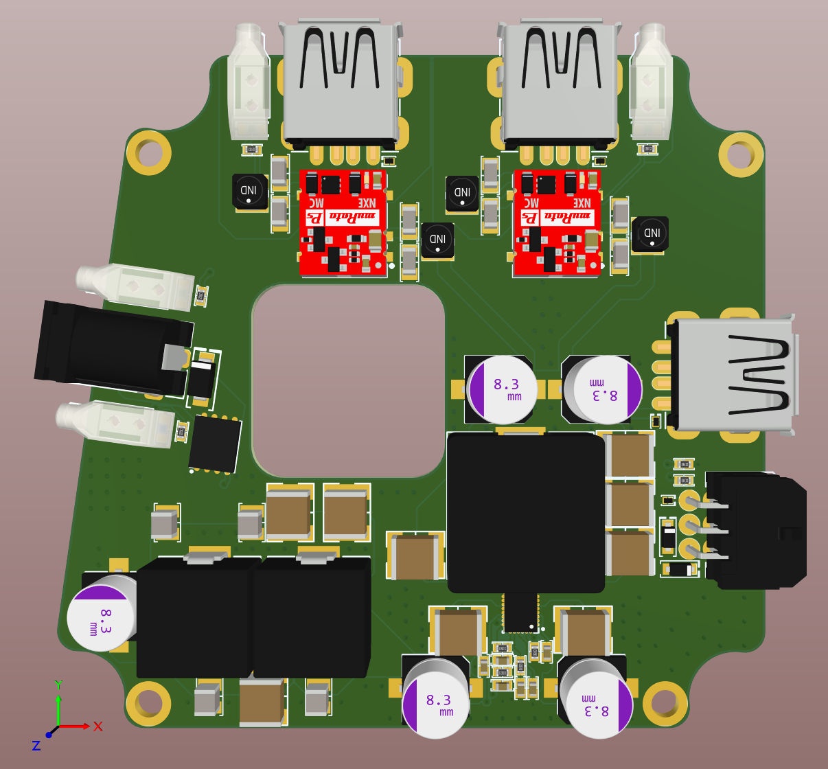 Routed Layout for the low noise voltage regulator in 3D