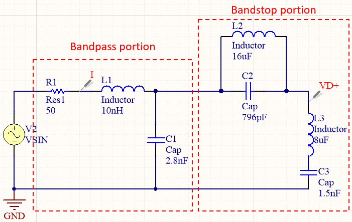 Schematic for calculating a filter transfer function