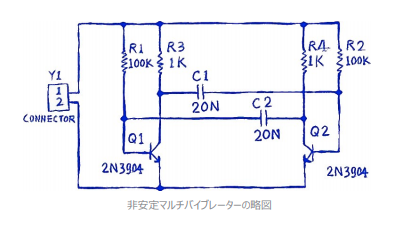 非安定マルチバイブレーターの略図