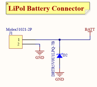 Battery Connection and TVS Diode schematic