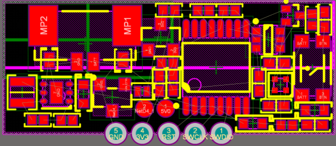 2D PCB view after component placement in Altium Designer