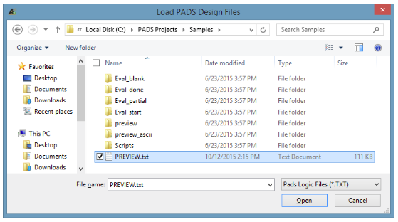 Cargar archivos de diseño de PADS desde el asistente de importación de Altium Designer