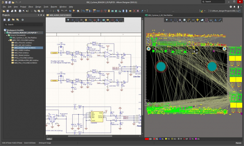 Screenshot of the schematic and layout features in Altium Designer