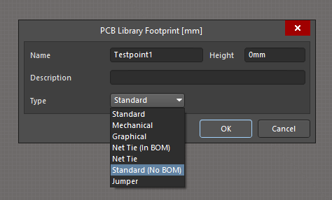 PCB footprint creation for a test point