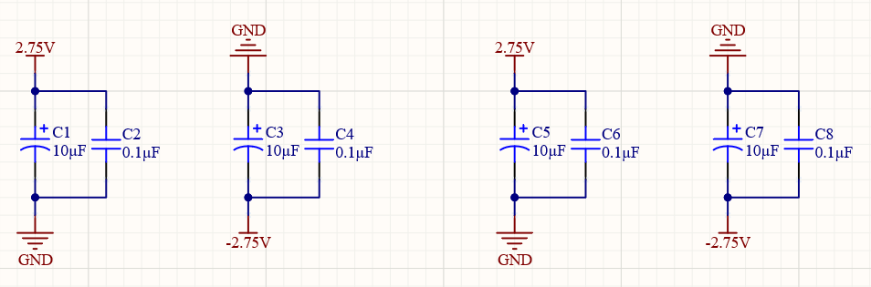 Altium Designer 20 schematic capacitors between ground and terminal voltages