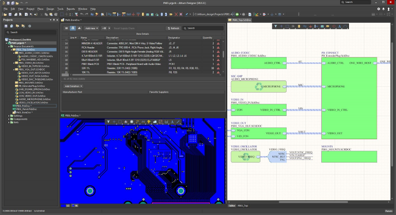  Altium Designerの回路図とレイアウトのスクリーンショット