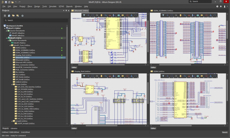 Screenshot of hierarchical schematic design in Altium Designer