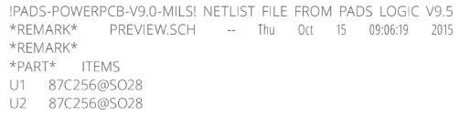 Alors que le fichier Netlist - incorrect - ressemblera à ceci