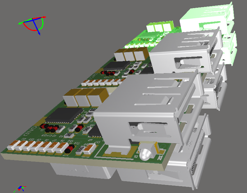 3D view of modular USB design for PCB enclosure design